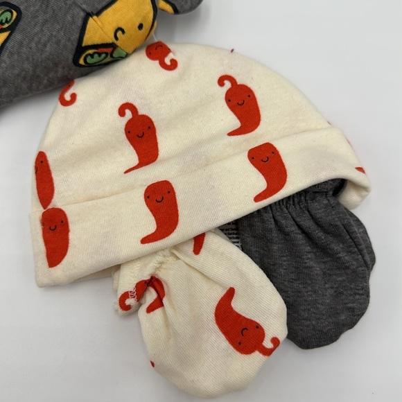 NWT 4 Piece Baby Neutral Comfy Stretch Taco Caps & No Scratch Mittens Set - Picture 3 of 10
